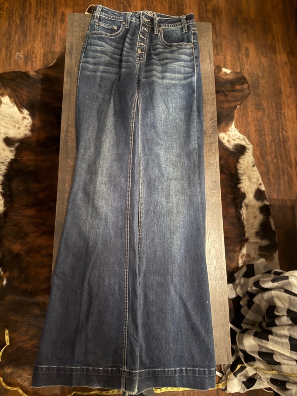 Rock & Roll Cowgirl Dark Blue Button-Fly Trouser Jeans